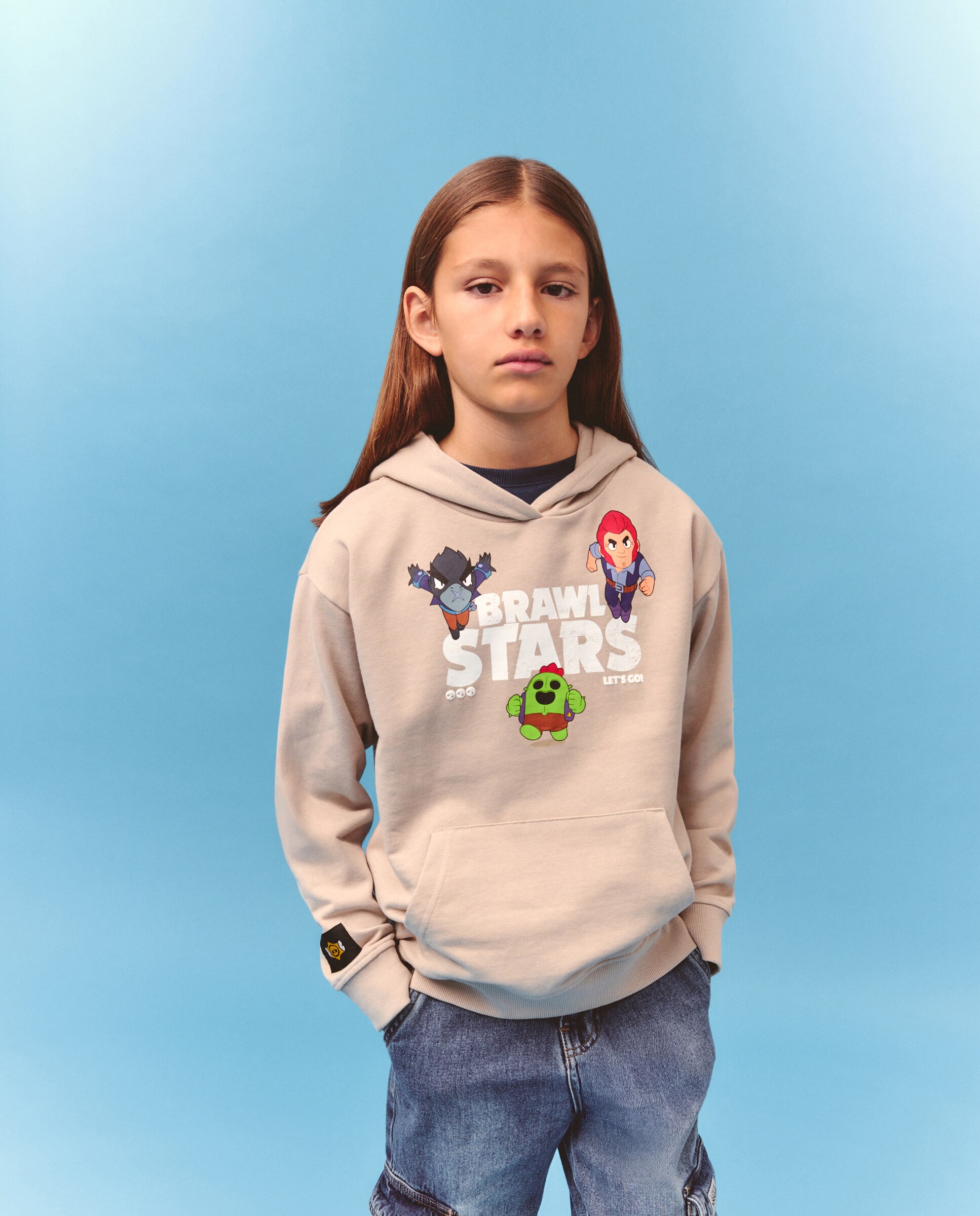 Sweatshirt Fechada com Capuz e Estampado Brawl Stars Kids El Corte Inglés Camel-2