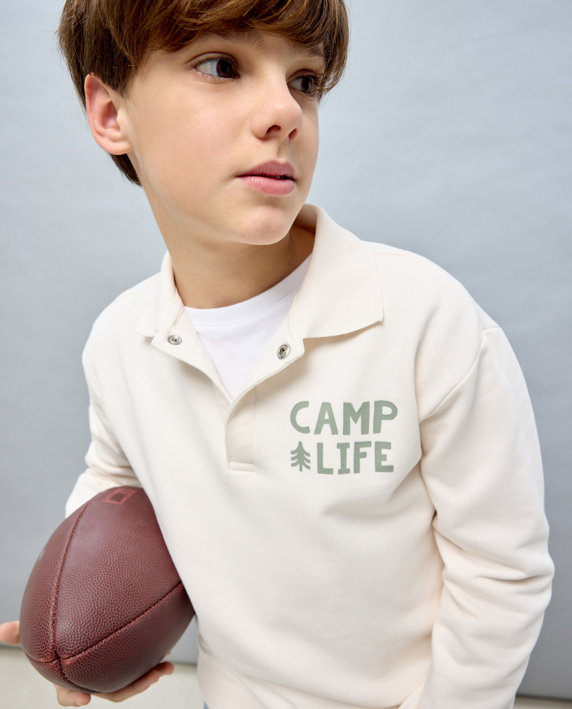 Sweatshirt com Colarinho de Polo Kids El Corte Inglés Branco-2