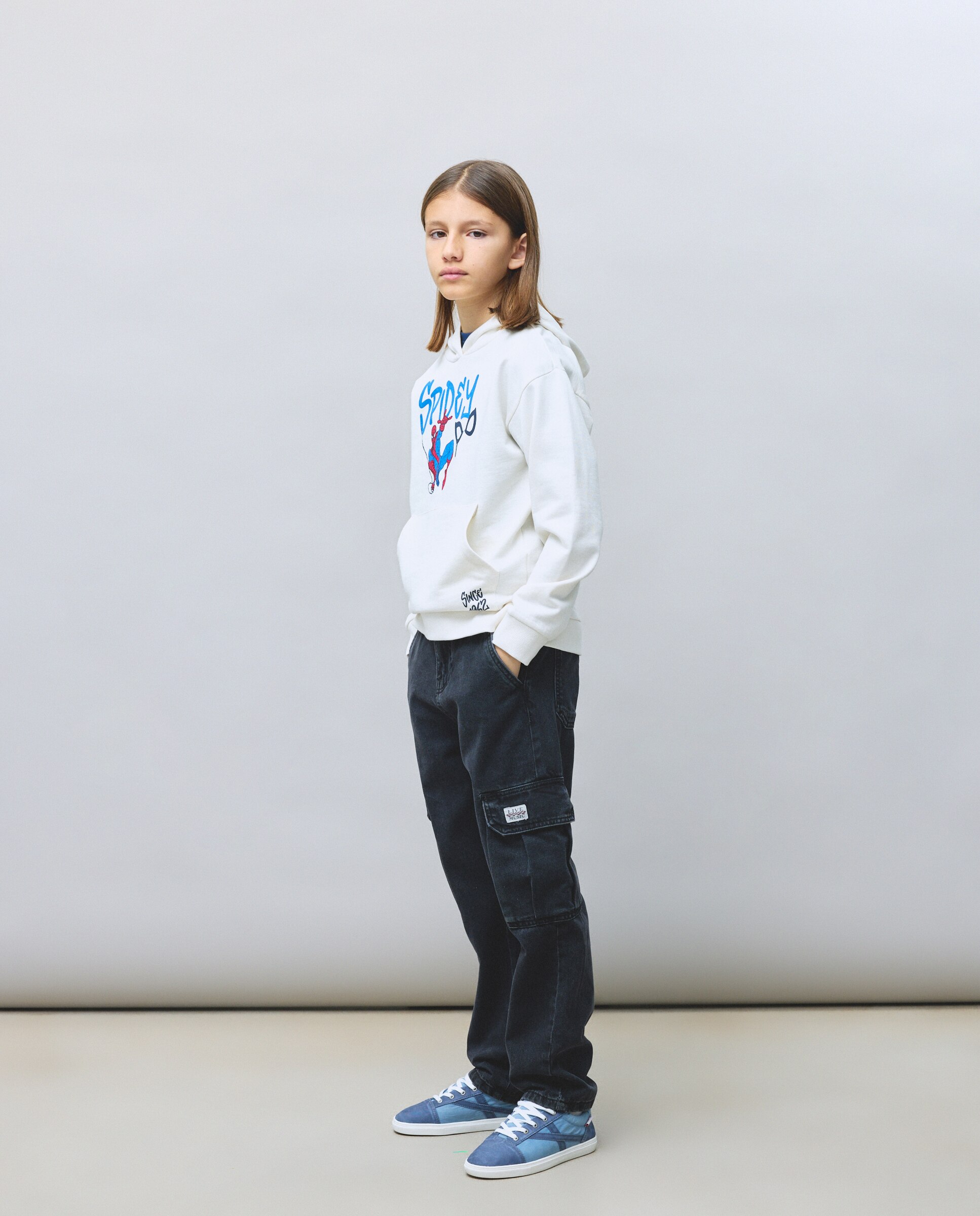 Sweatshirt Fechada com Capuz e Estampado Homem-Aranha Kids El Corte Inglés Branco-2