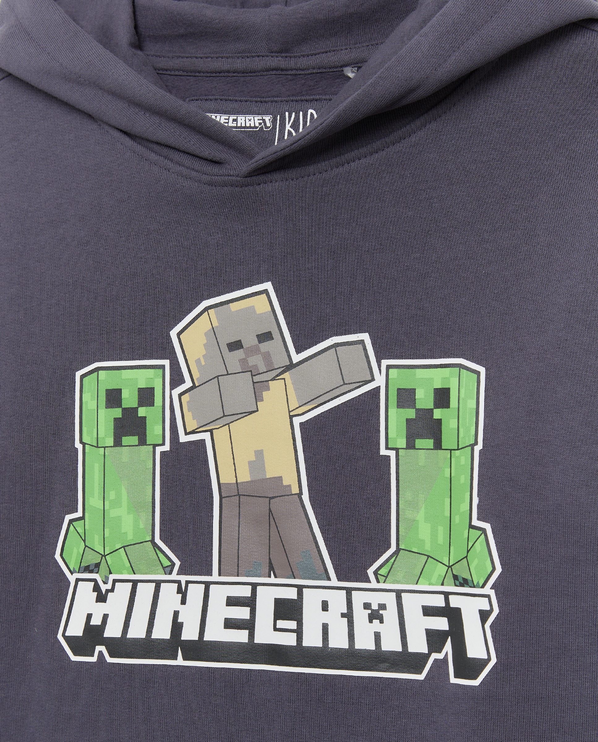 Sweatshirt Fechada com Capuz e Estampado de Fantasia Minecraft Cinzento-5