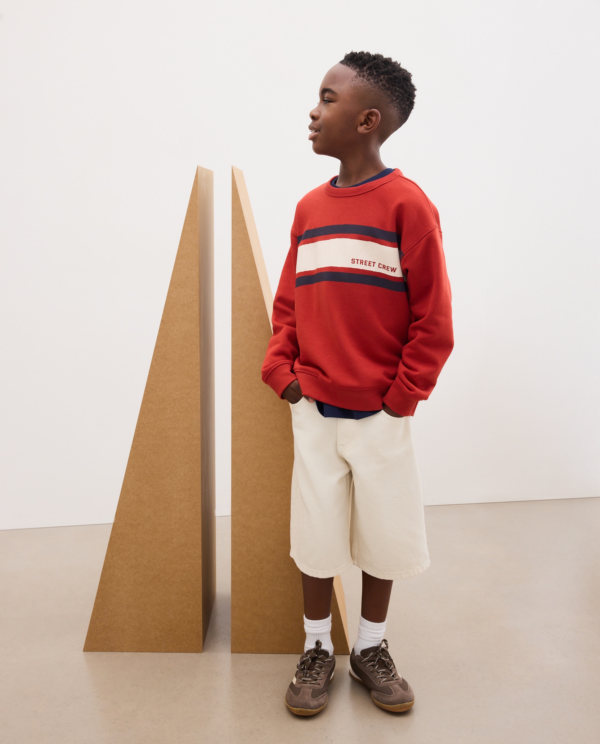 Sweatshirt Básica com Gola Redonda e Fantasia Vermelho-2