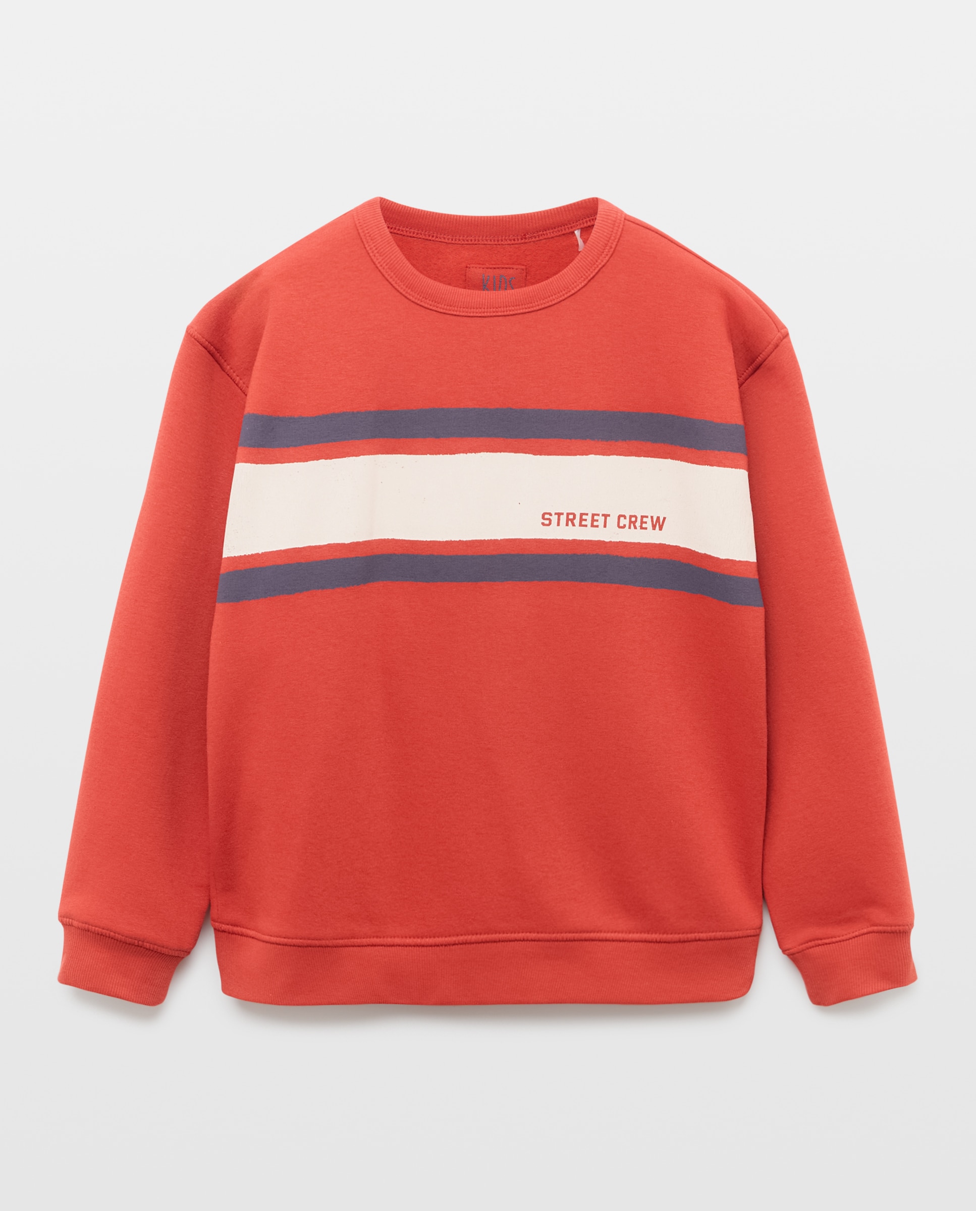 Sweatshirt Básica com Gola Redonda e Fantasia Vermelho-5