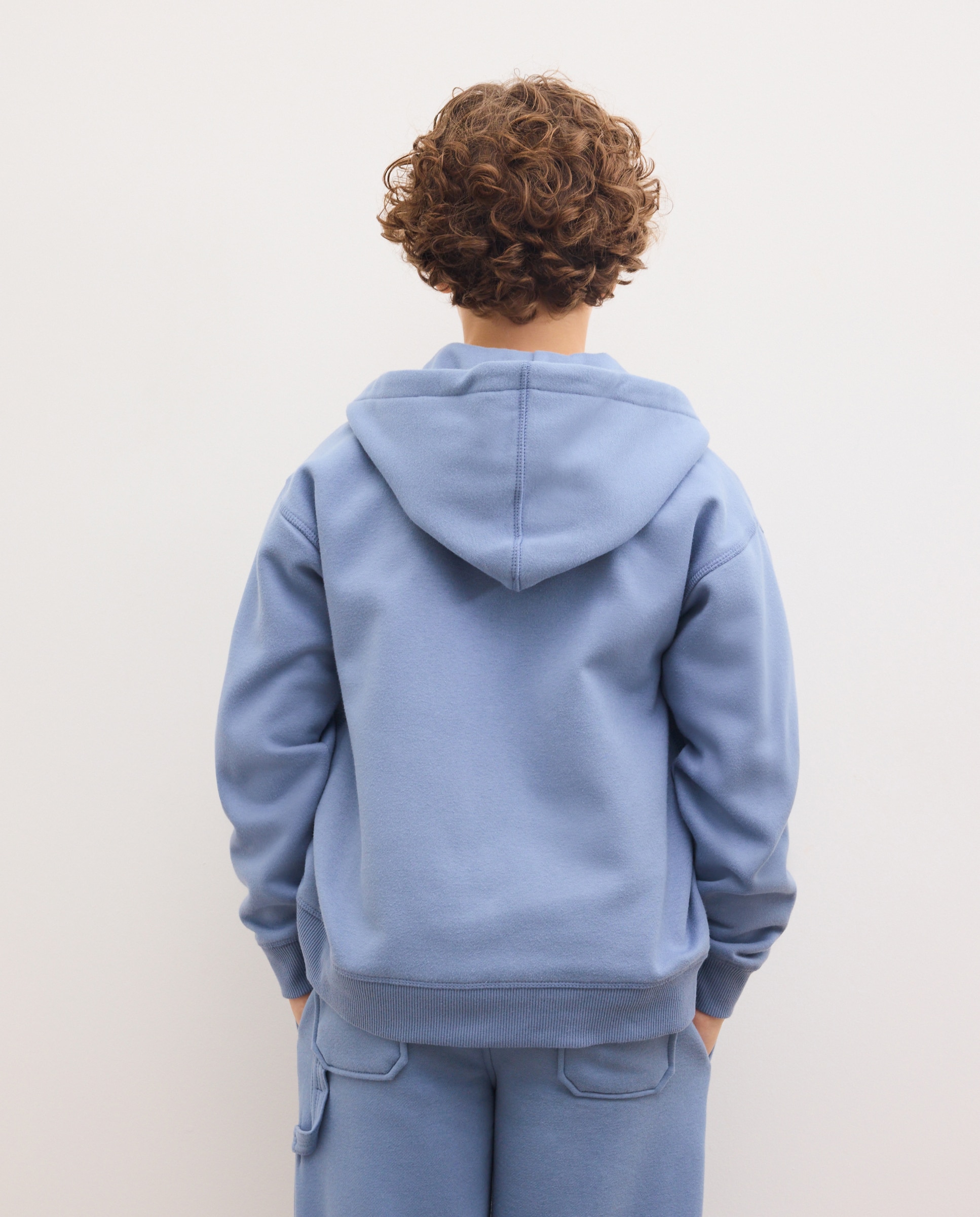 Sweatshirt Aberta com Capuz Azul-3