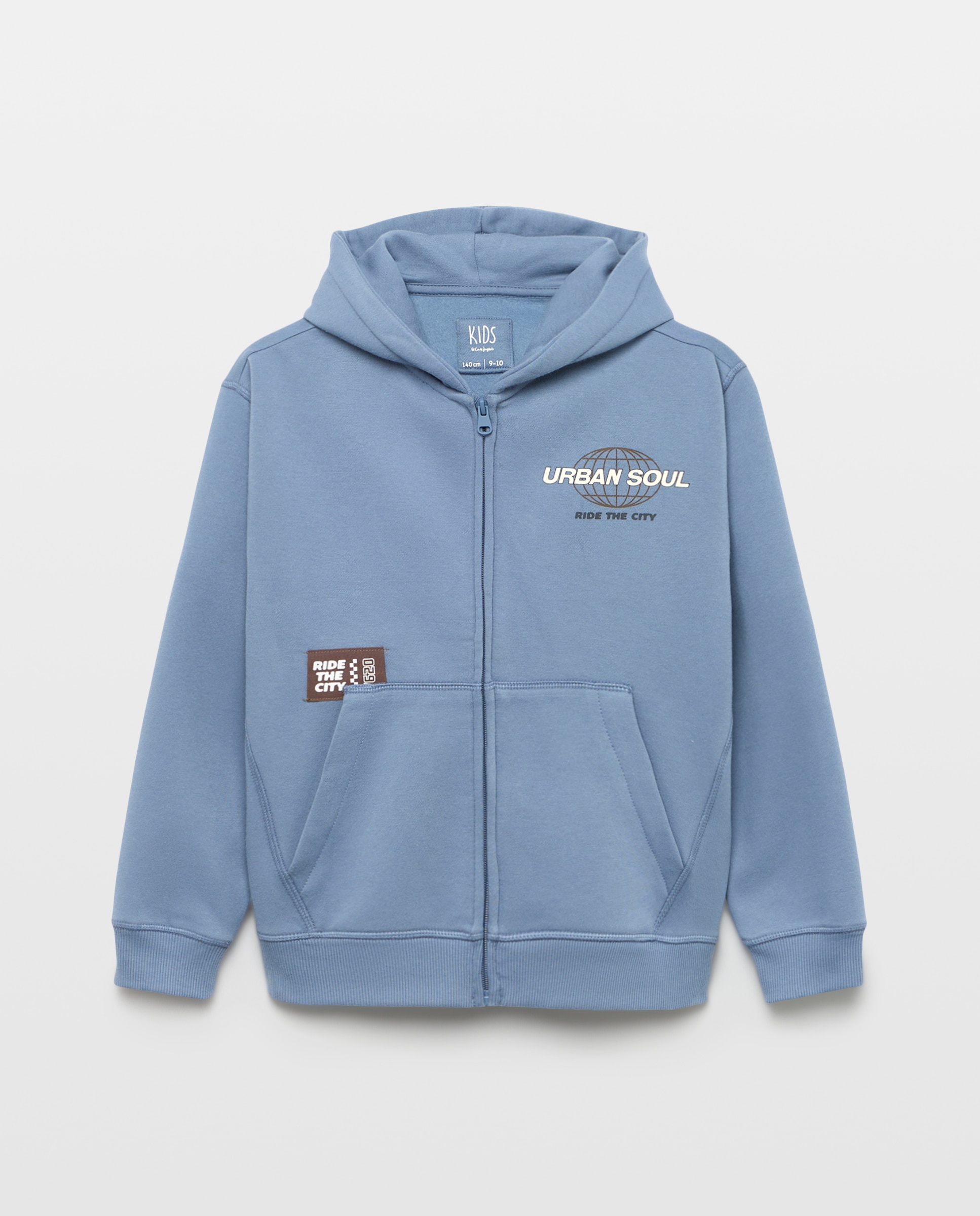 Sweatshirt Aberta com Capuz Azul-4