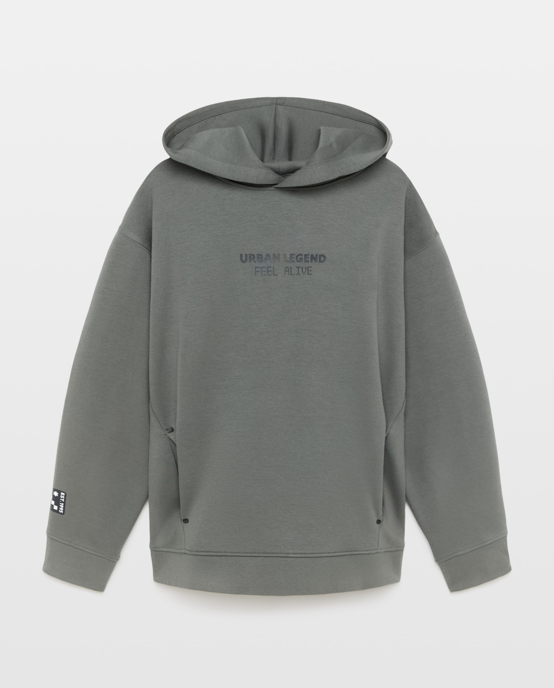 Sweatshirt Interlock Fechada com Capuz Verde-4
