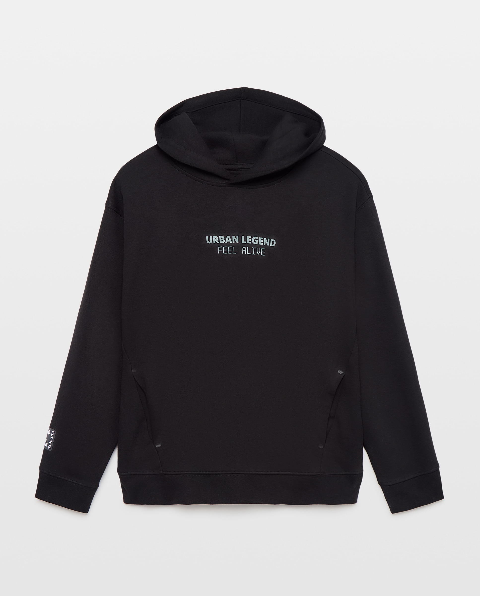 Sweatshirt Interlock Fechada com Capuz Preto-4