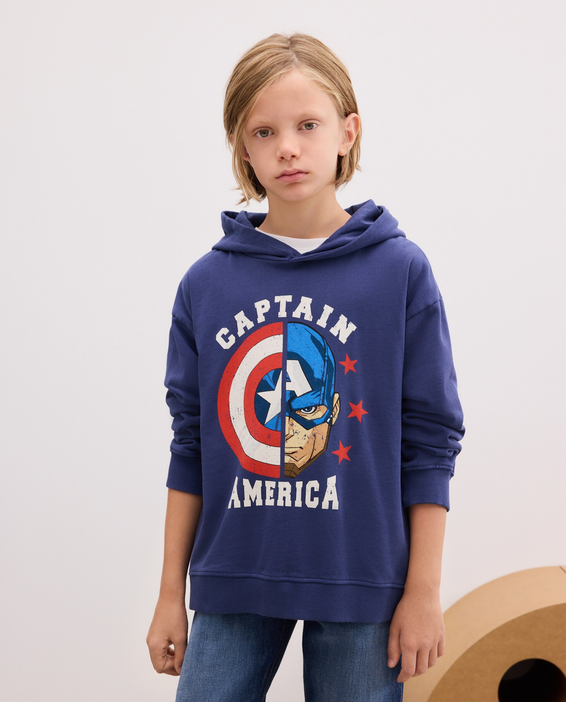 Sudadera cerrada estampado fantasía CAPITÁN AMÉRICA de niño - Kids El Corte Inglés - Azul marino Azul marino-1