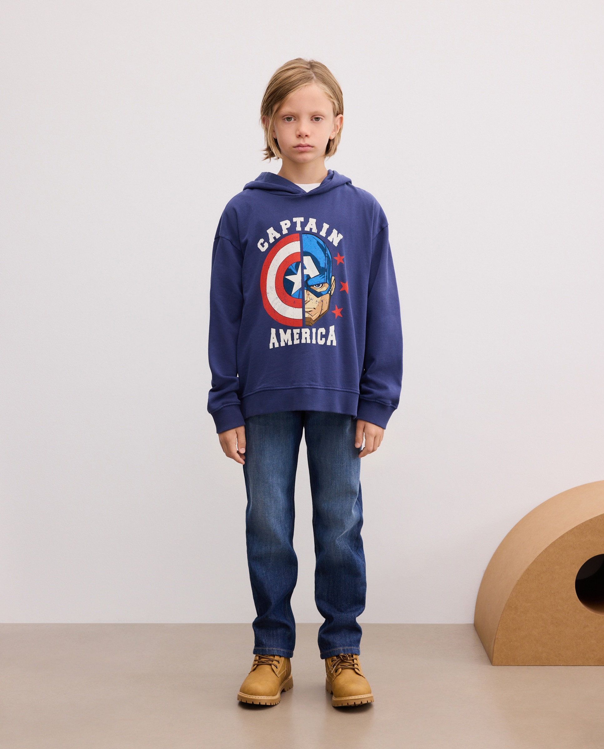 Sudadera cerrada estampado fantasía CAPITÁN AMÉRICA de niño - Kids El Corte Inglés - Azul marino Azul marino-2