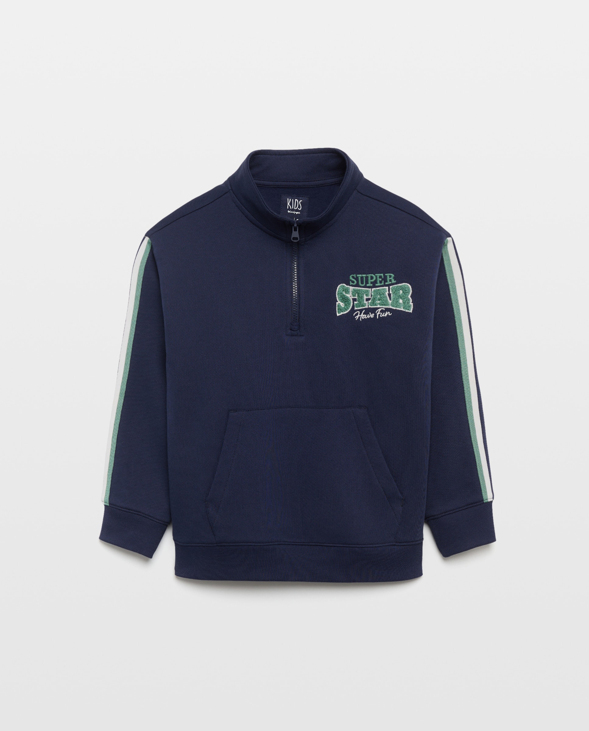 Sudadera sin capucha de niño con cintas cuello - Kids El Corte Inglés - Azul marino Azul marino-4