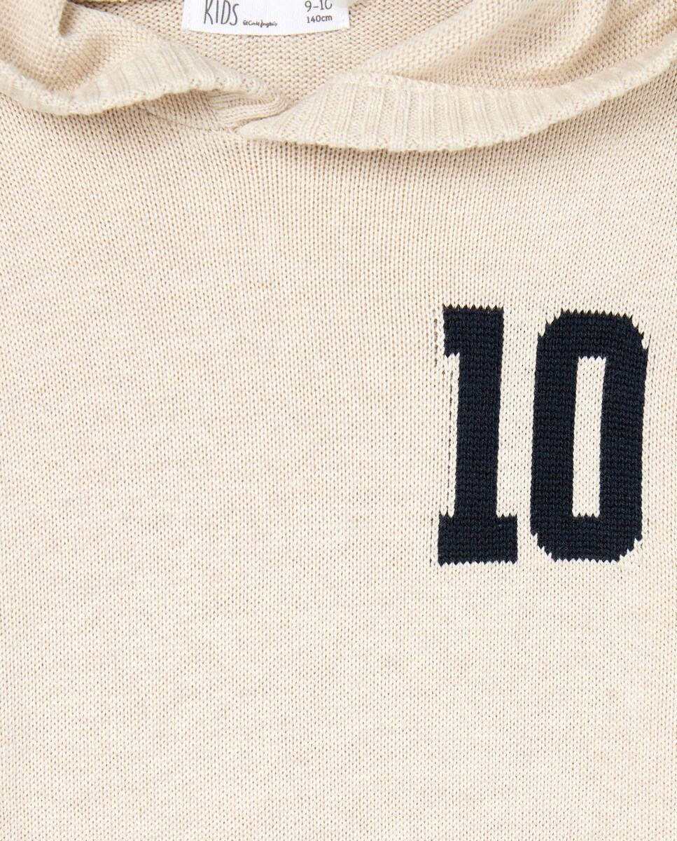 Camisola de Malha com Capuz Branco-6