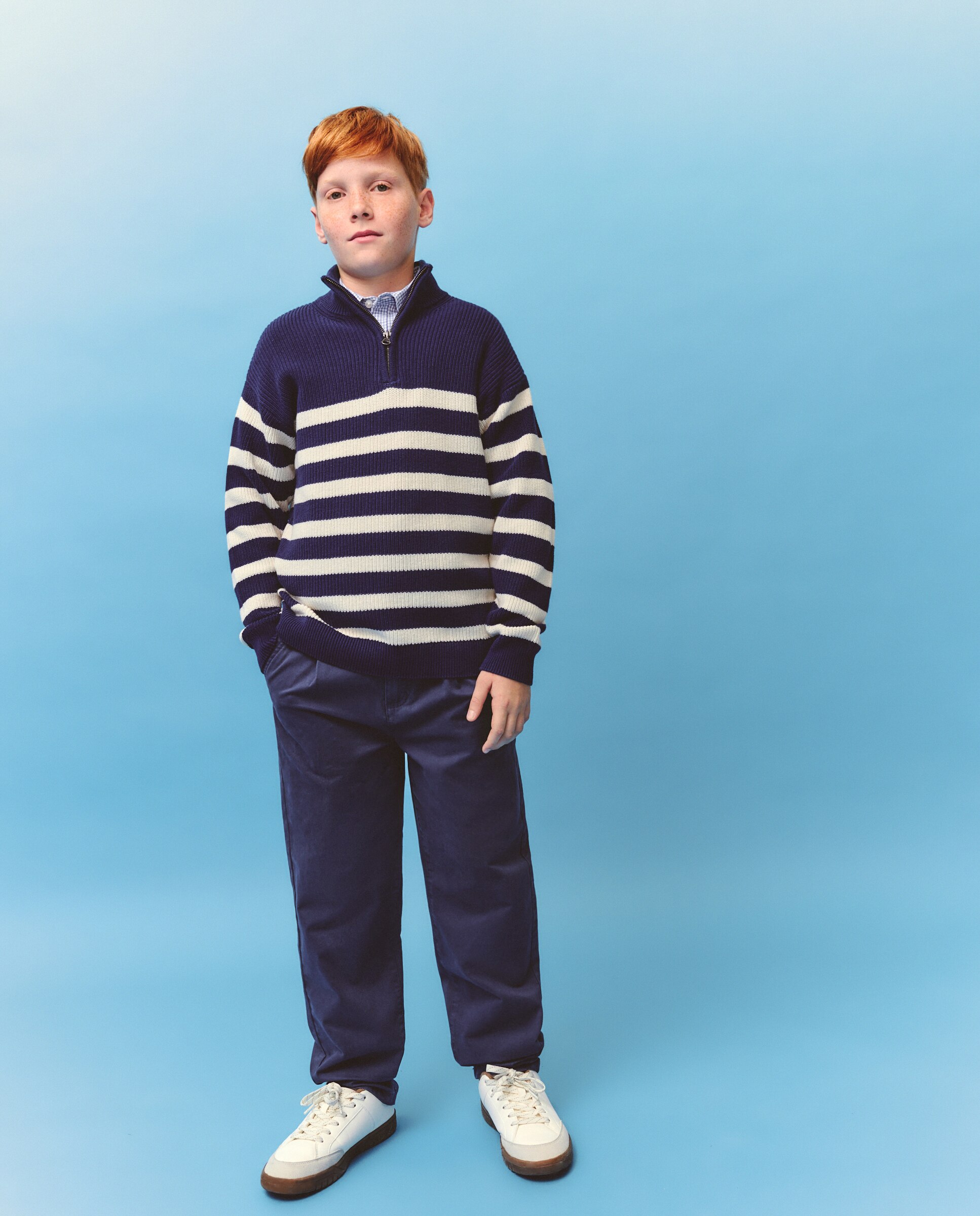 Camisola de Malha com Risca e Fecho de Correr Kids El Corte Inglés Azul-2