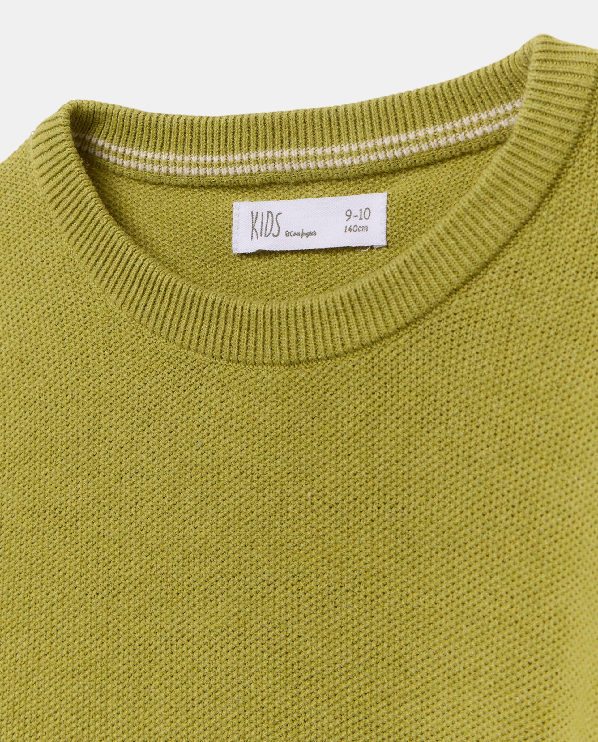 Camisola de Malha com Decote Redondo Verde-5