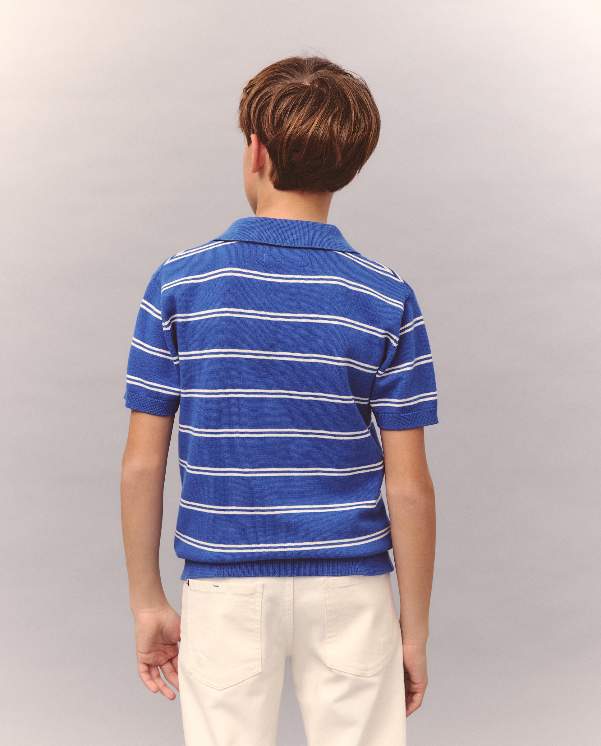 Polo de Tricot às Riscas com Manga Curta Kids El Corte Inglés Azul-3