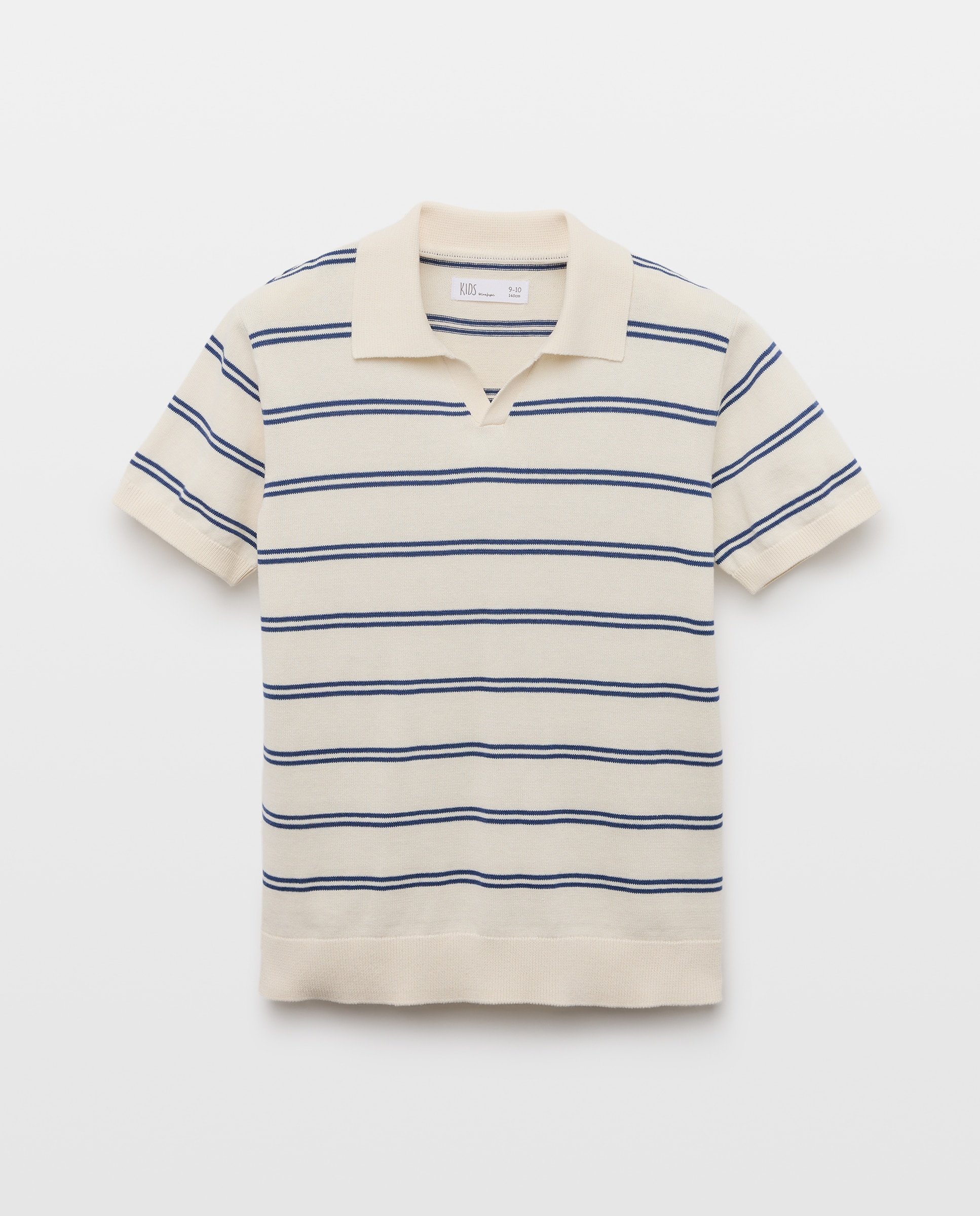 Polo de Tricot às Riscas com Manga Curta Kids El Corte Inglés Branco-5