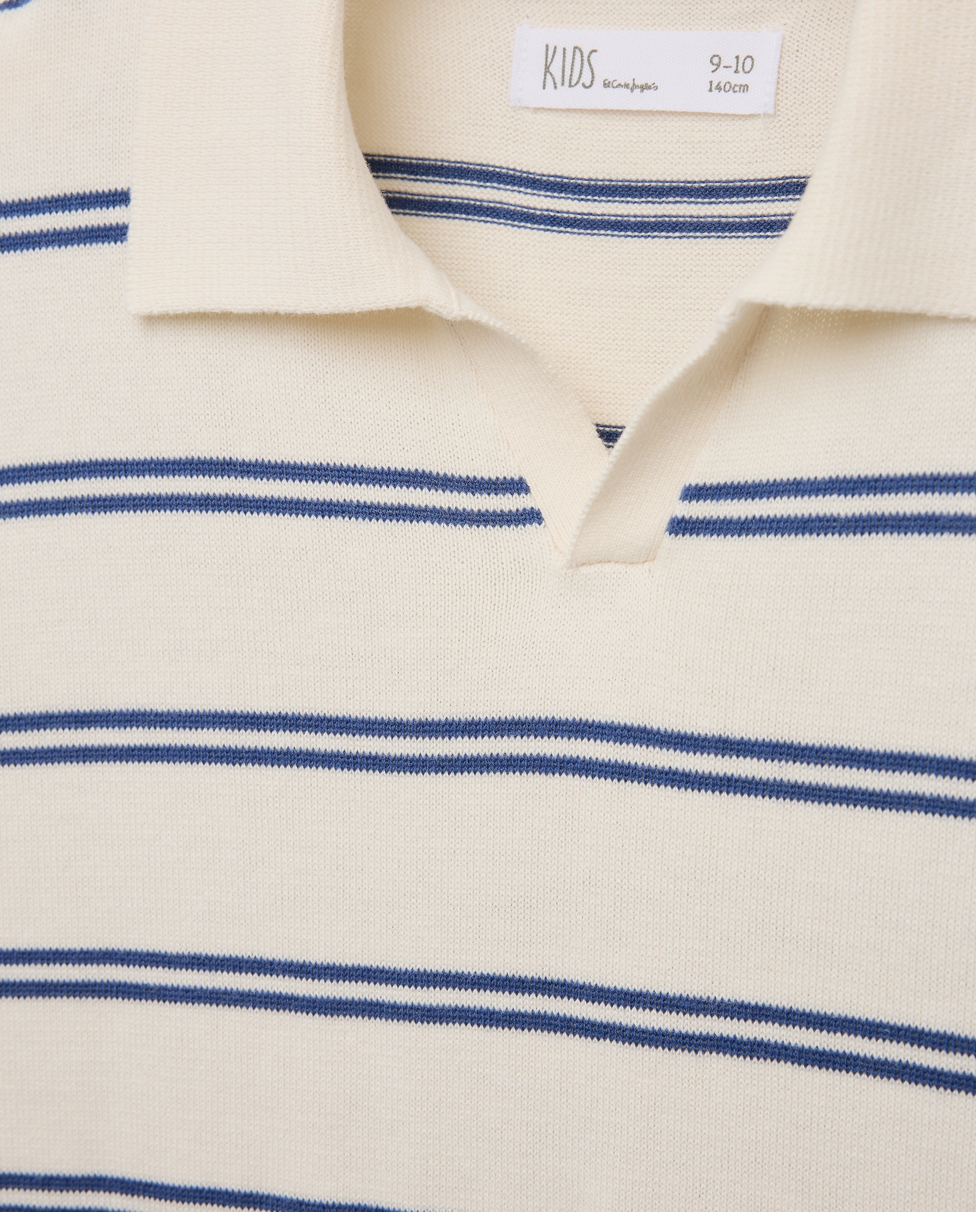 Polo de Tricot às Riscas com Manga Curta Kids El Corte Inglés Branco-6