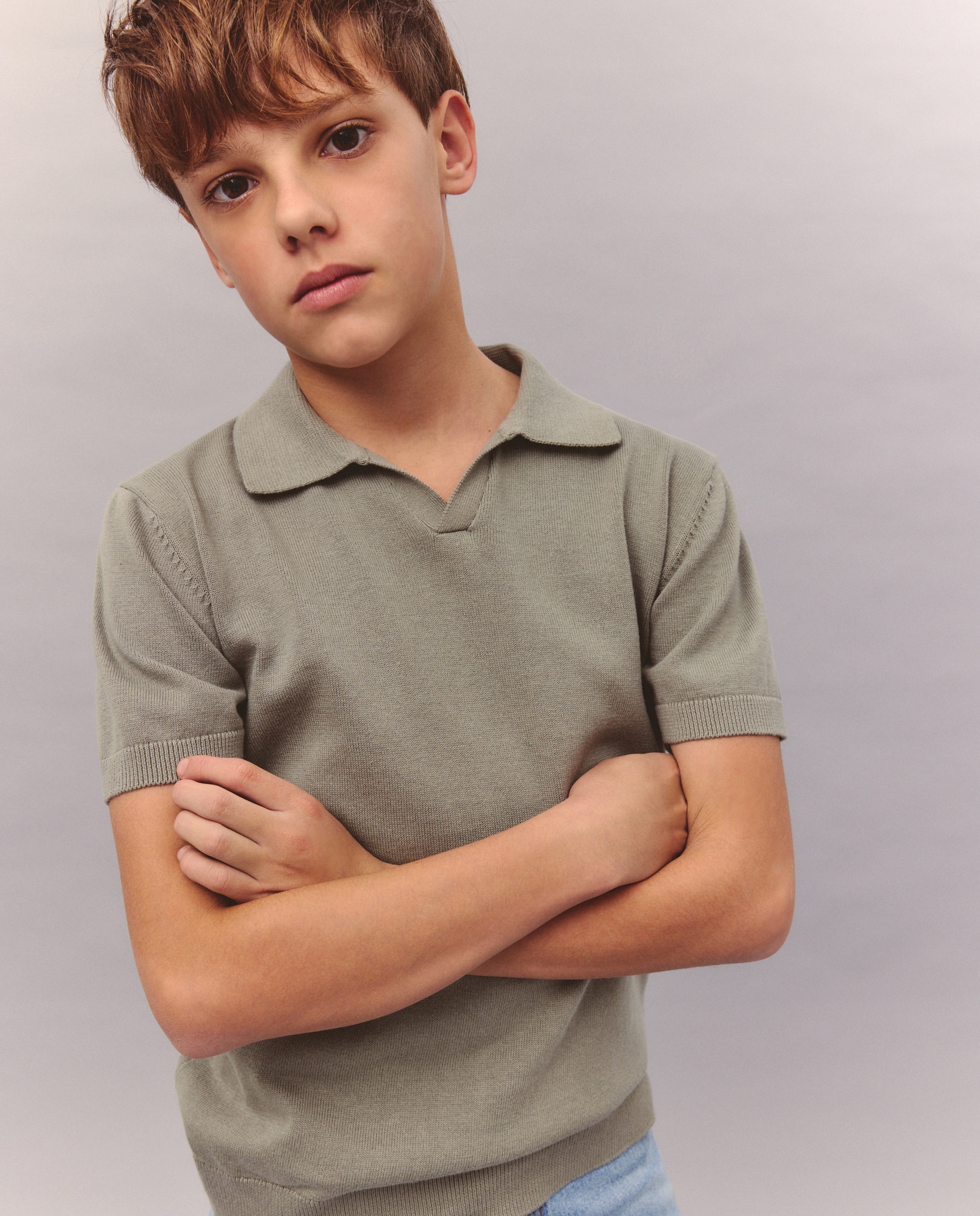 Polo de Tricot com Manga Curta Kids El Corte Inglés 520 Caqui-3