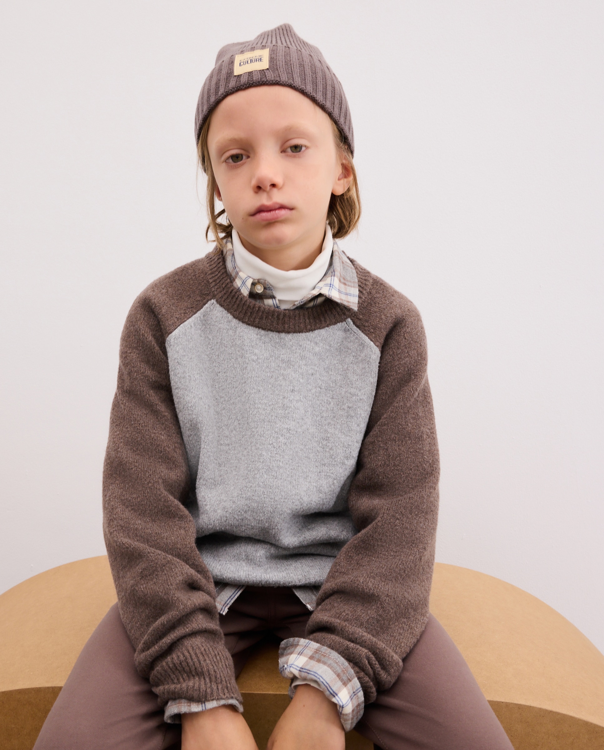 Jersey liso con cuello caja de niño - Kids El Corte Inglés - 820 Gris medio 820 Gris medio-1