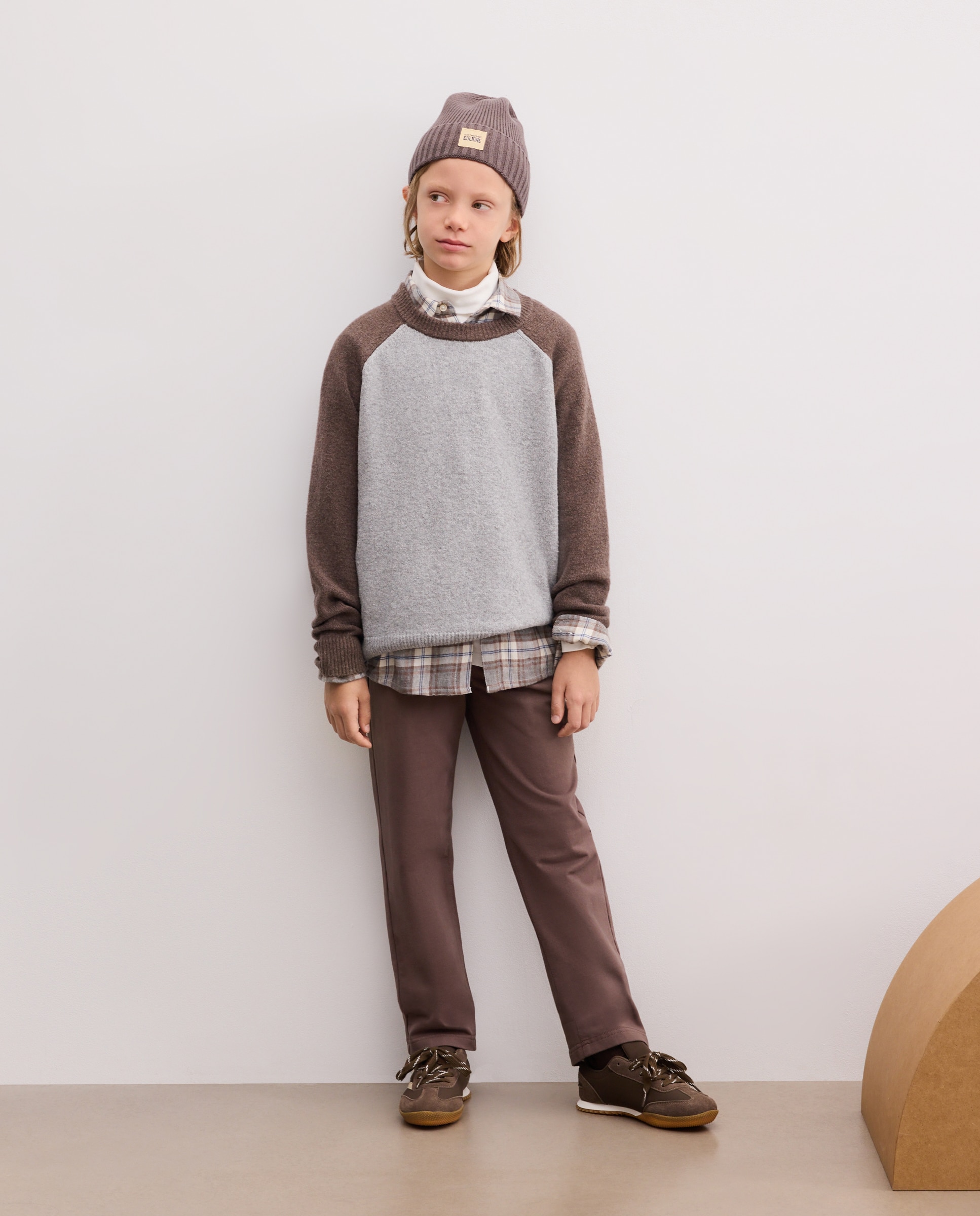 Jersey liso con cuello caja de niño - Kids El Corte Inglés - 820 Gris medio 820 Gris medio-2