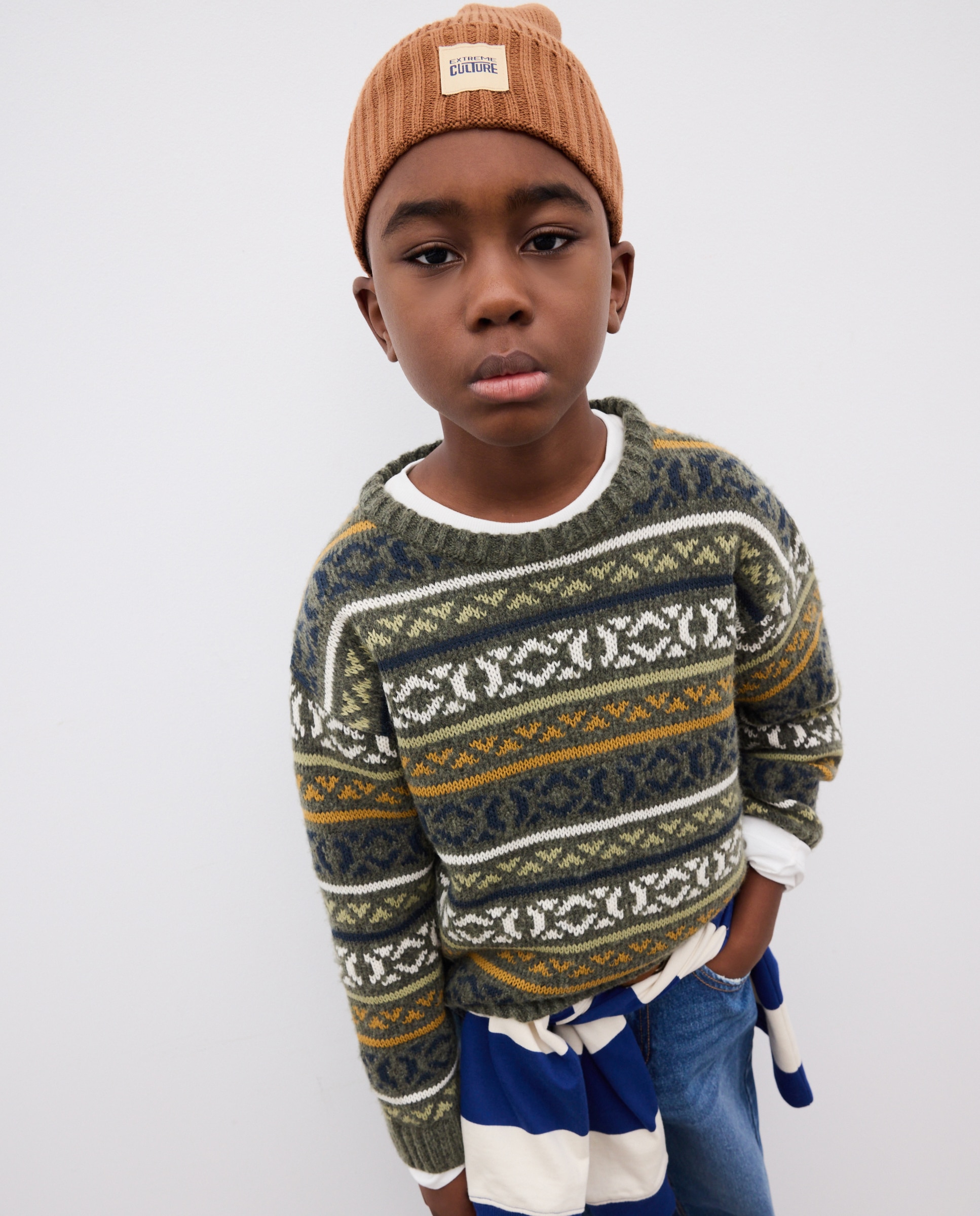 Jersey cuello caja jacquard de niño - Kids El Corte Inglés - Camel Camel-2
