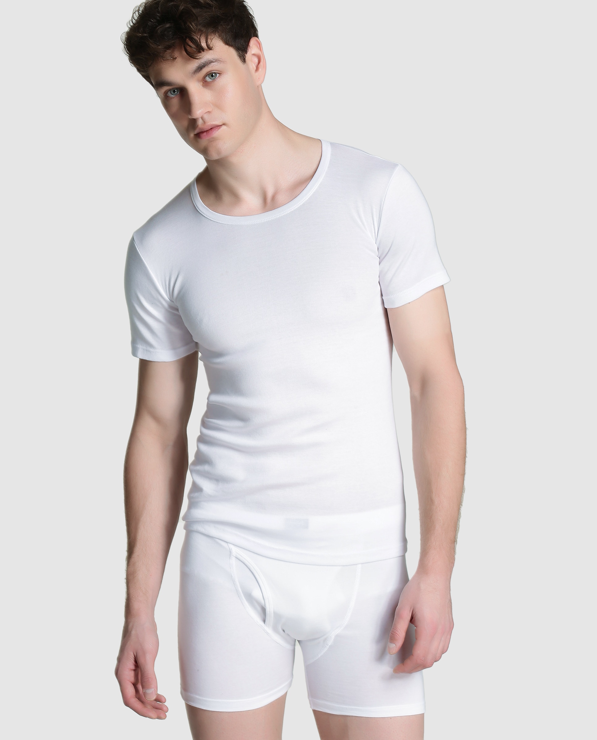 Camisola interior de homem Ferrys branca de manga curta Branco-1