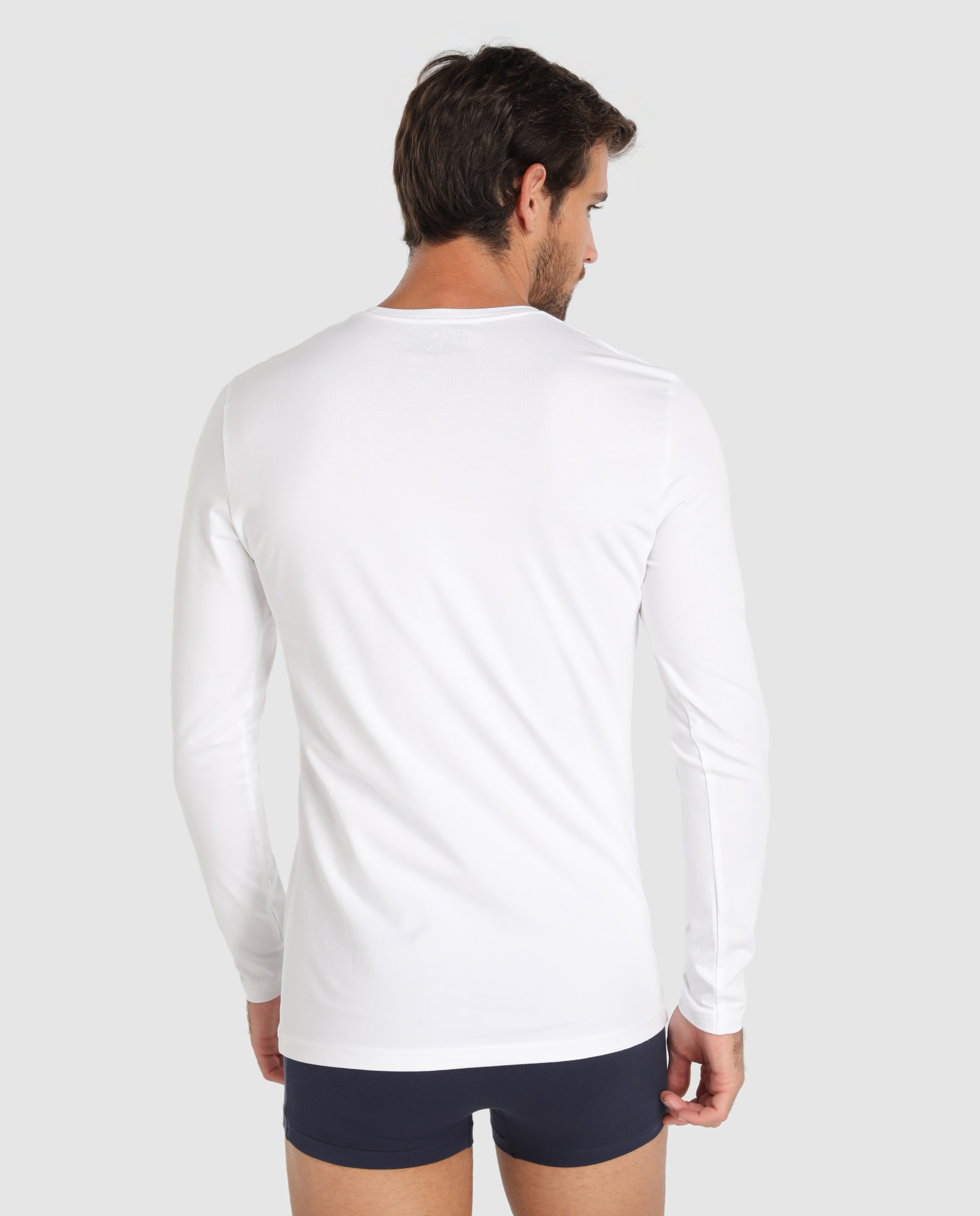 Camisola interior branca de homem com manga comprida Branco-2