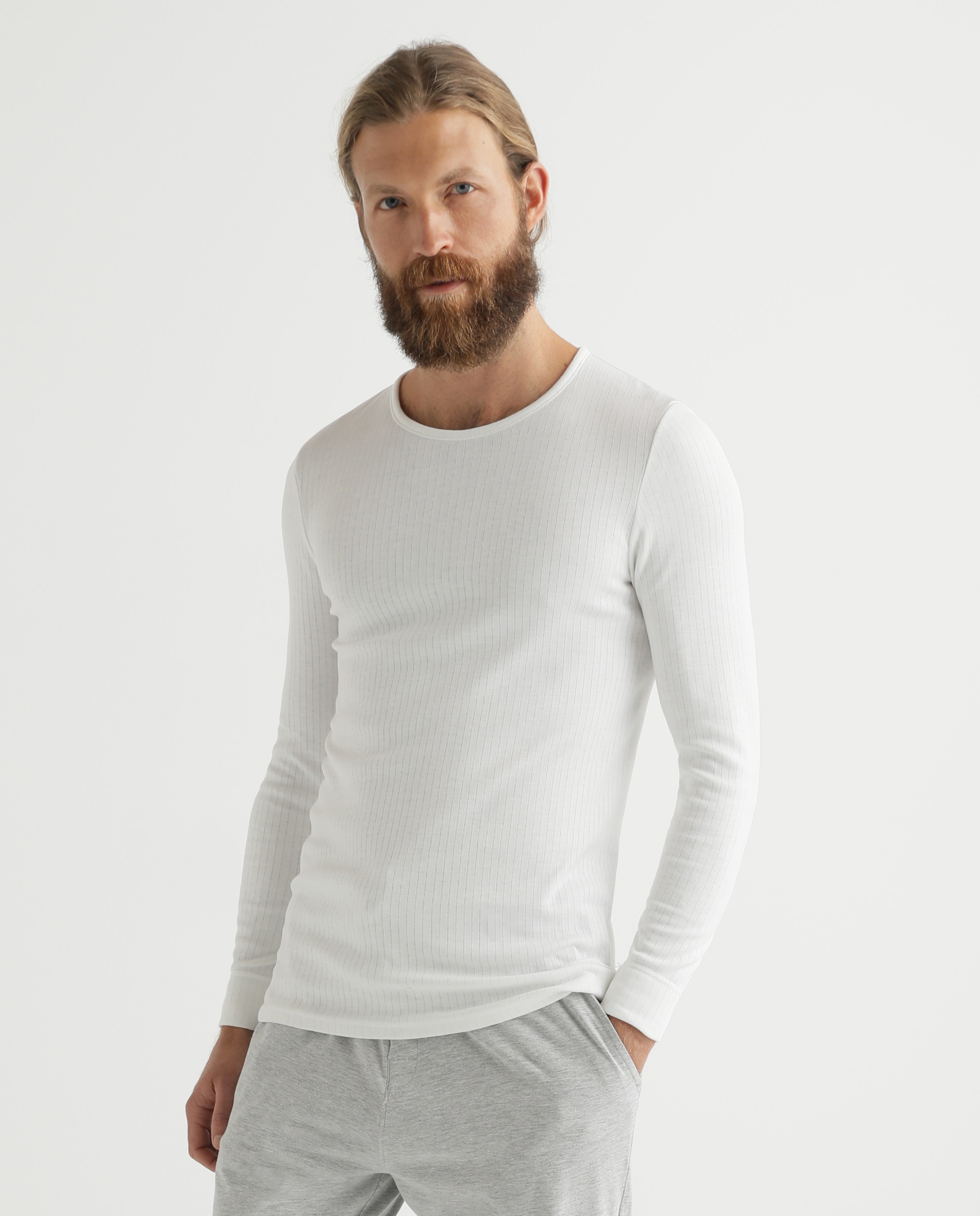 Imagen 0 de Camiseta interior de hombre blanca de manga larga Blanco