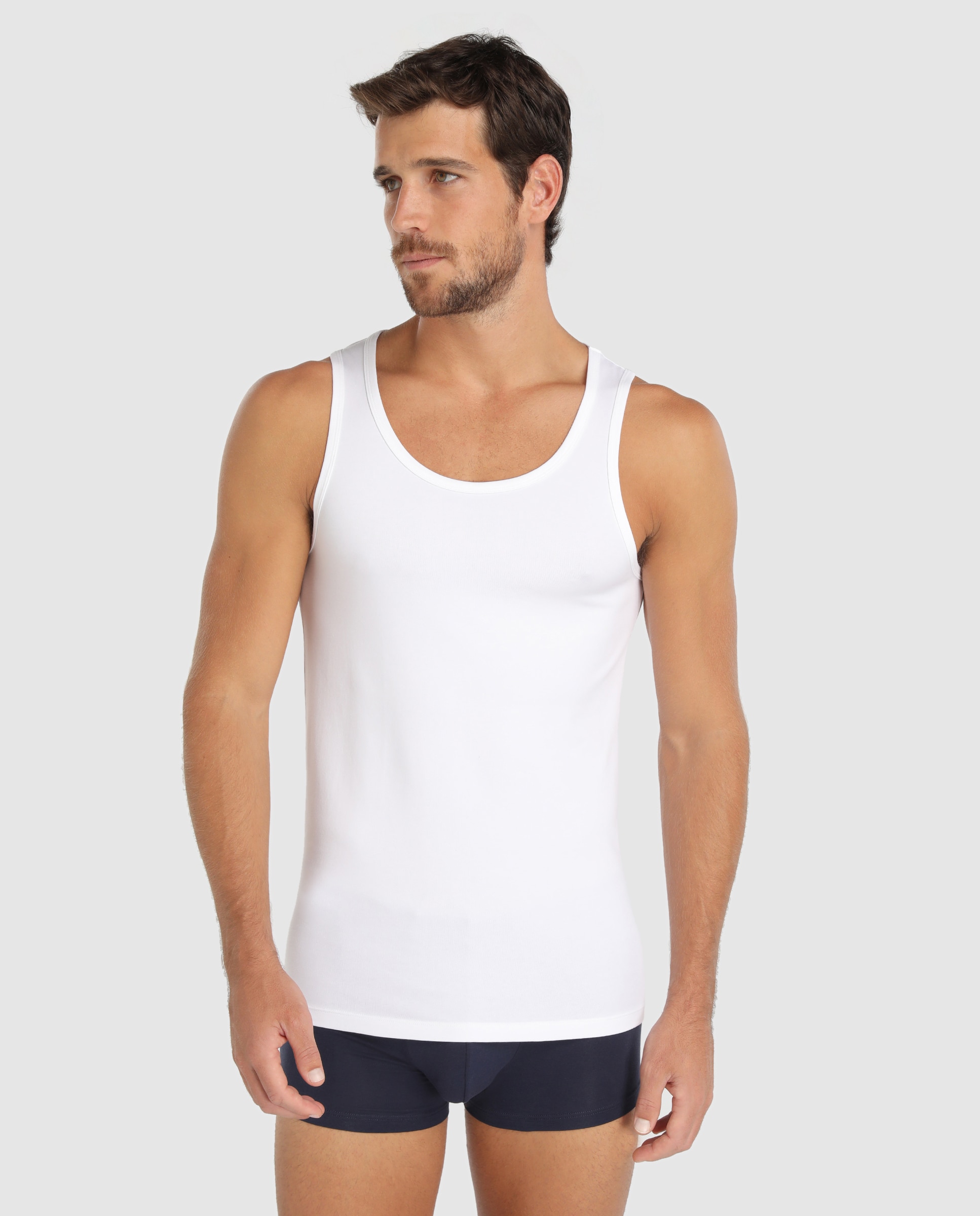 Pack de duas camisolas interiores de algodão orgânico brancas de homem Branco-1