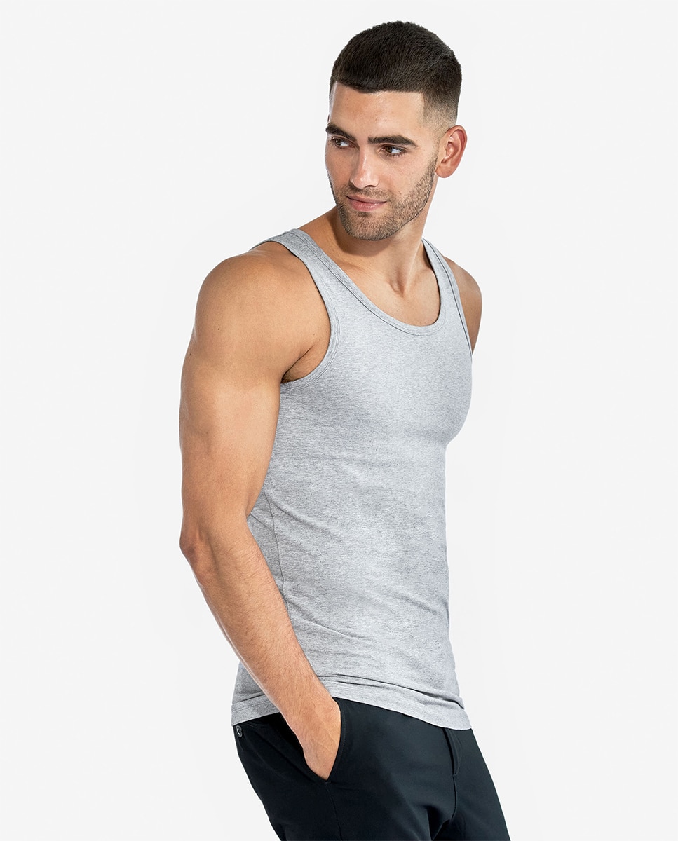 Pack de Duas T-shirts Lisas Sem Mangas Cinzento-claro-3