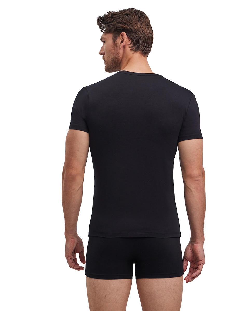 Camiseta lisa de manga corta de hombre - Falke - Negro Negro-2