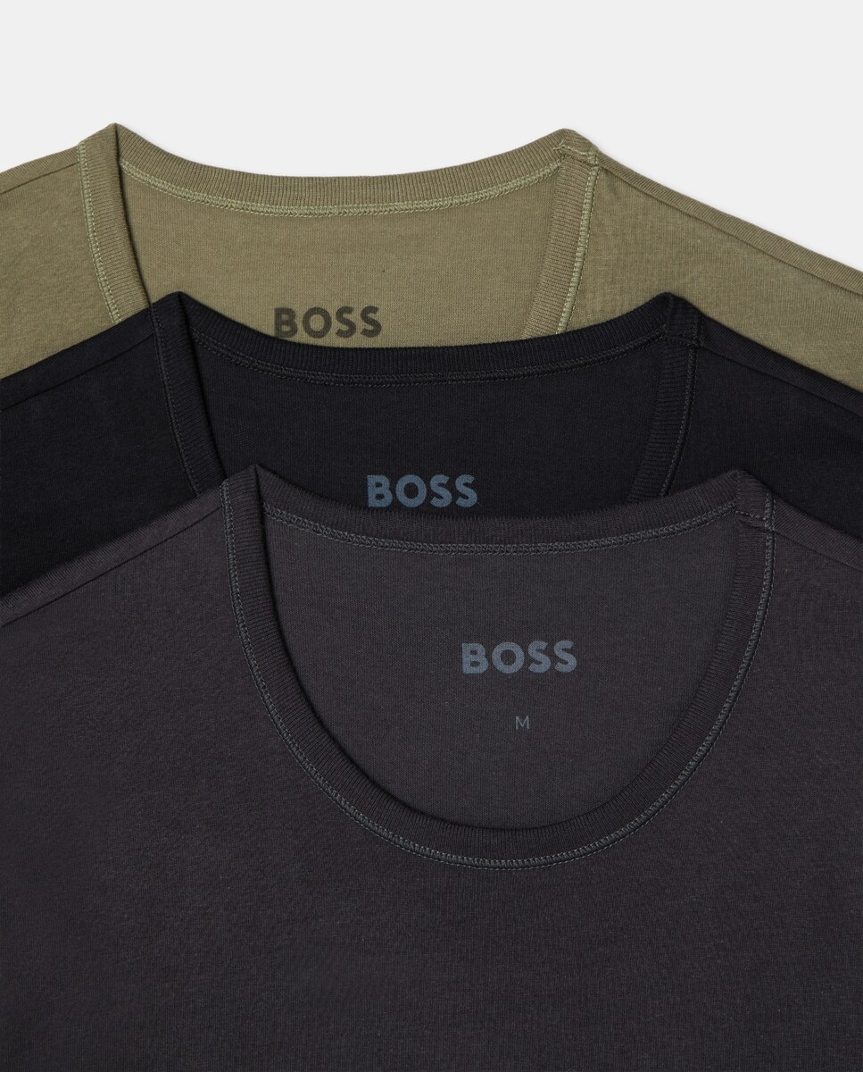Pack de Três T-shirts Variadas em Algodão Preto-3