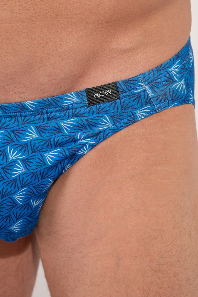 Micro Slip Fechado de Malha em Modal e Algodão Estampado Azul-índigo-4