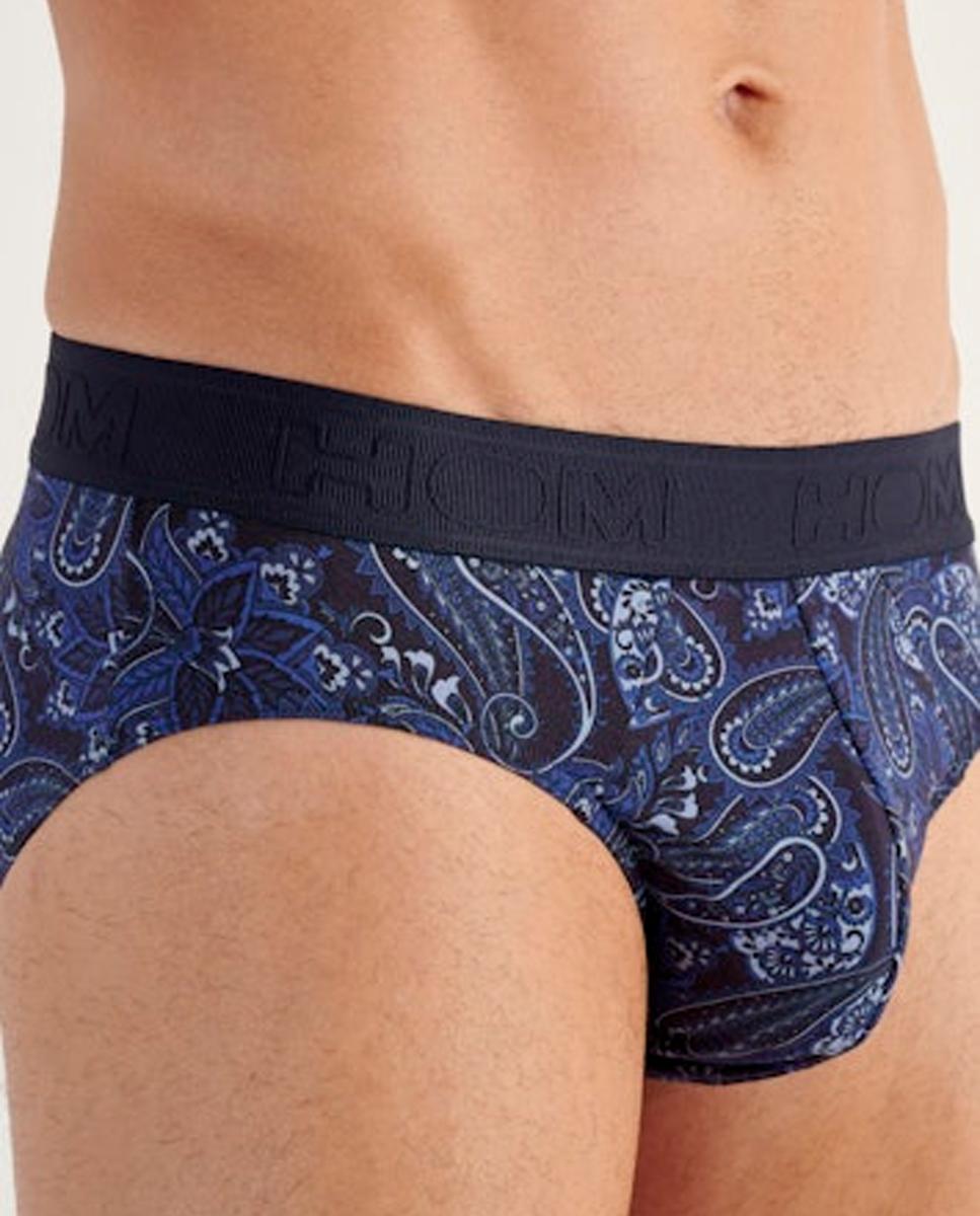 Slip de Malha Fechado em Algodão e Modal Estampado Azul-marinho-4