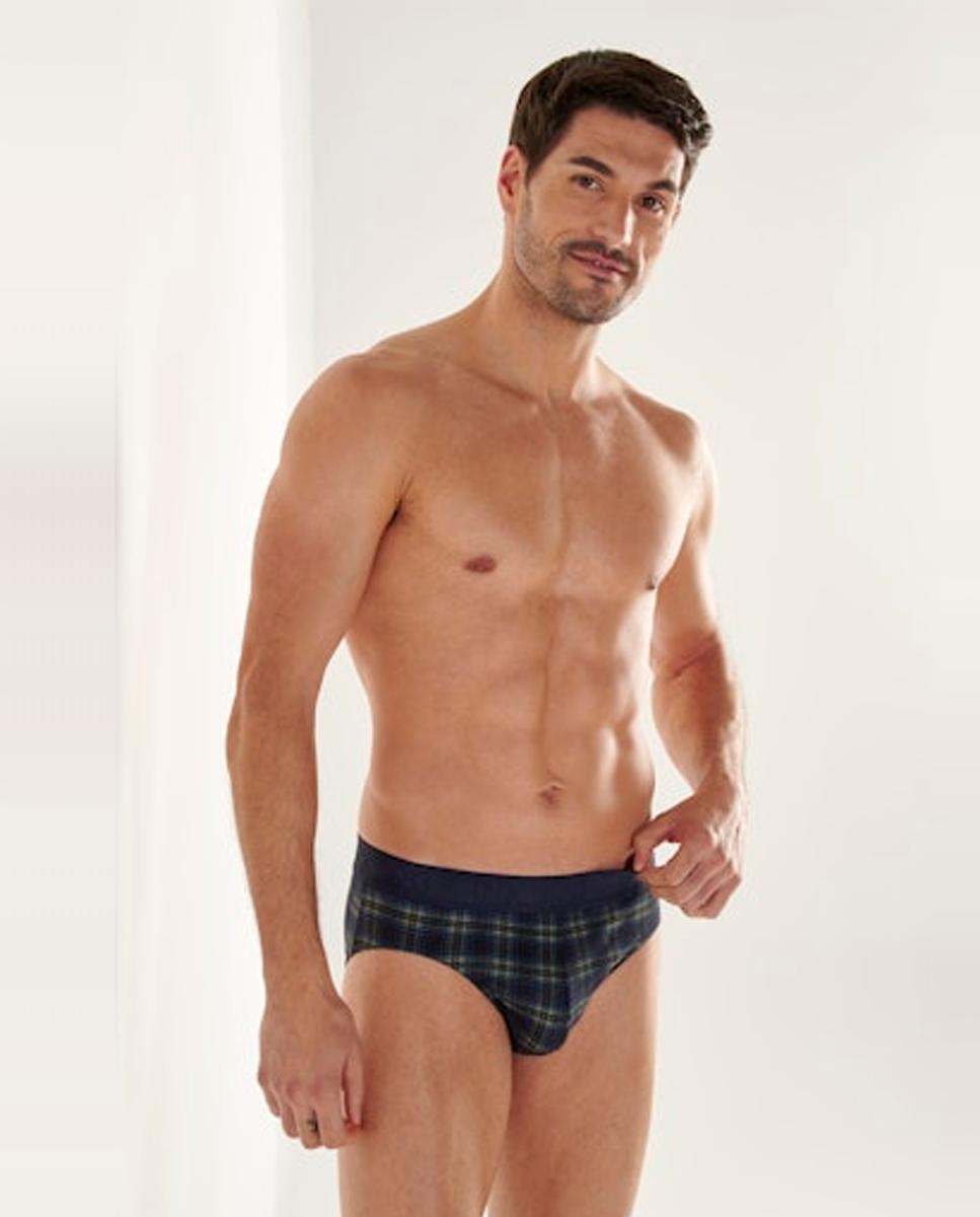 Slip de Malha Aberta em Algodão e Modal com Estampado Azul-marinho-2