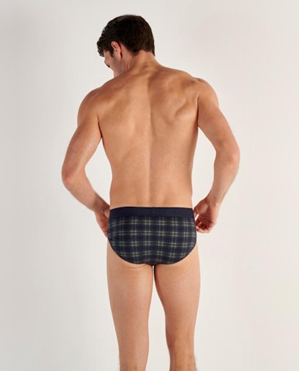 Slip de Malha Aberta em Algodão e Modal com Estampado Azul-marinho-3