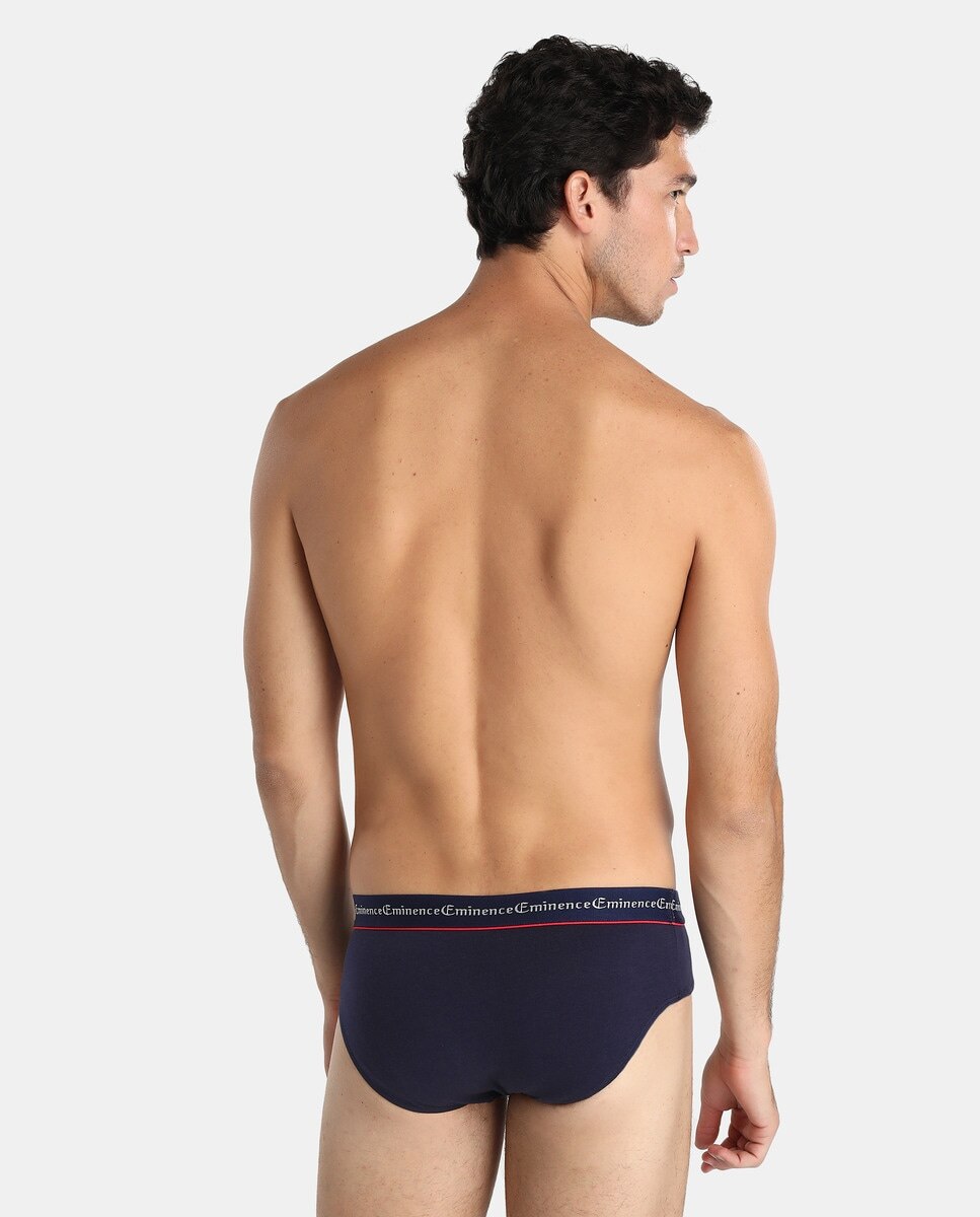 Pack de três slips de malha de homem Eminence em diversas cores Azul-marinho-2