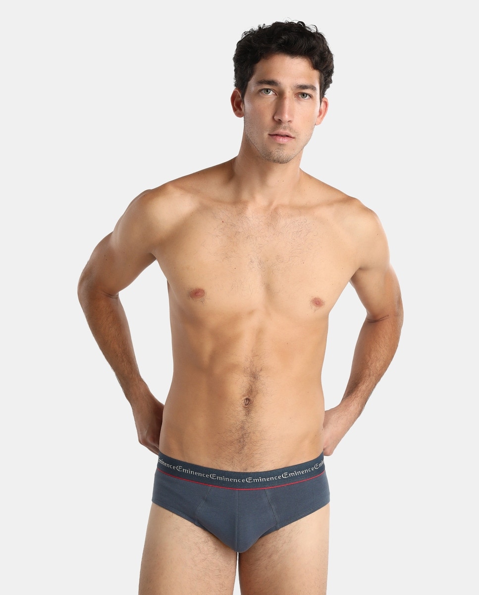 Pack de três slips de malha de homem Eminence em diversas cores Azul-marinho-3