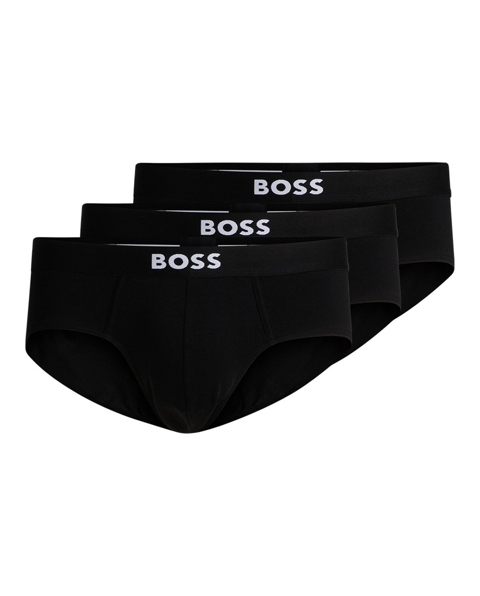 Imagen 0 de Pack de tres slips de hombre en algodón Negro