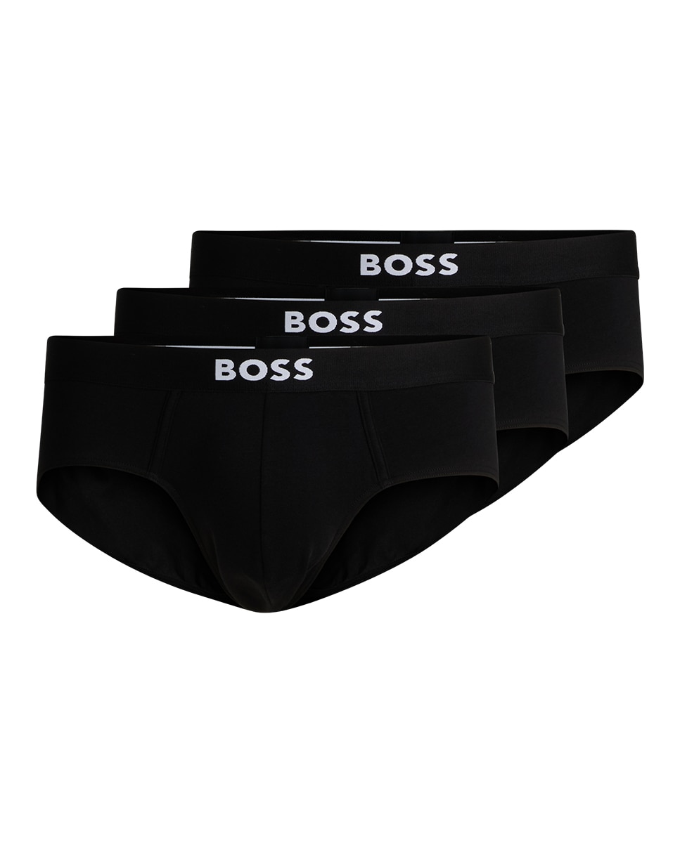 Pack de tres slips de hombre en algodón - Boss - Negro Negro-4