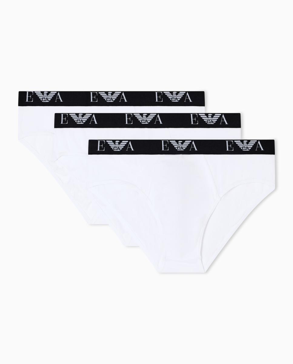 Pack de tres slip de hombre de algodón - Armani - Blanco Blanco-5