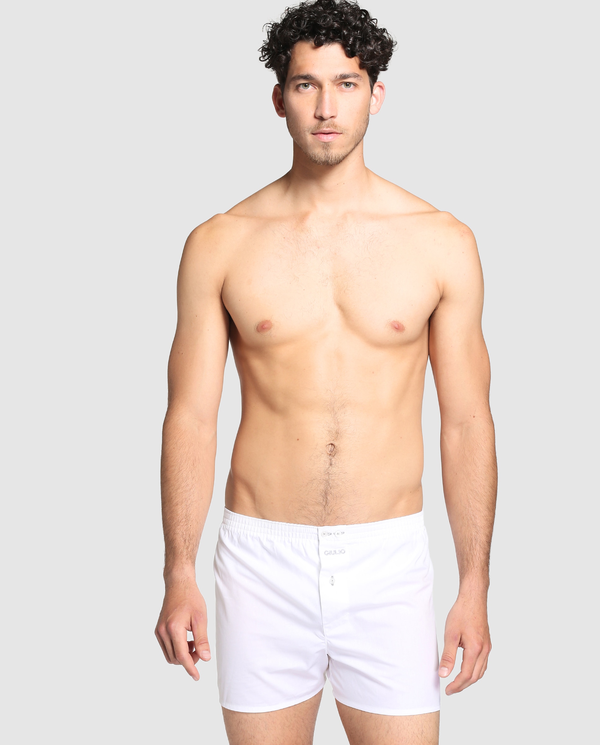 Boxers de tecido de homem Giulio brancos Branco-1
