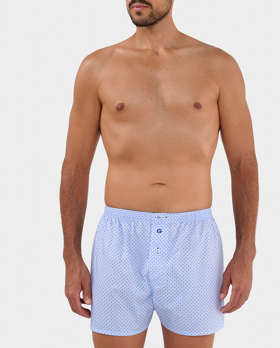 Boxers em Tecido com Costura Americana Azul-2