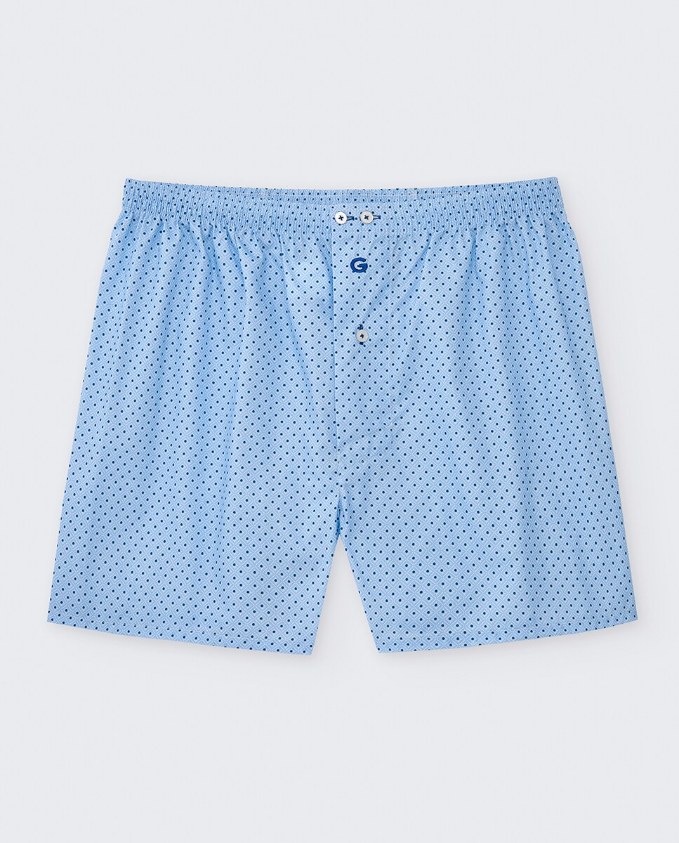 Boxers em Tecido com Costura Americana Azul-6