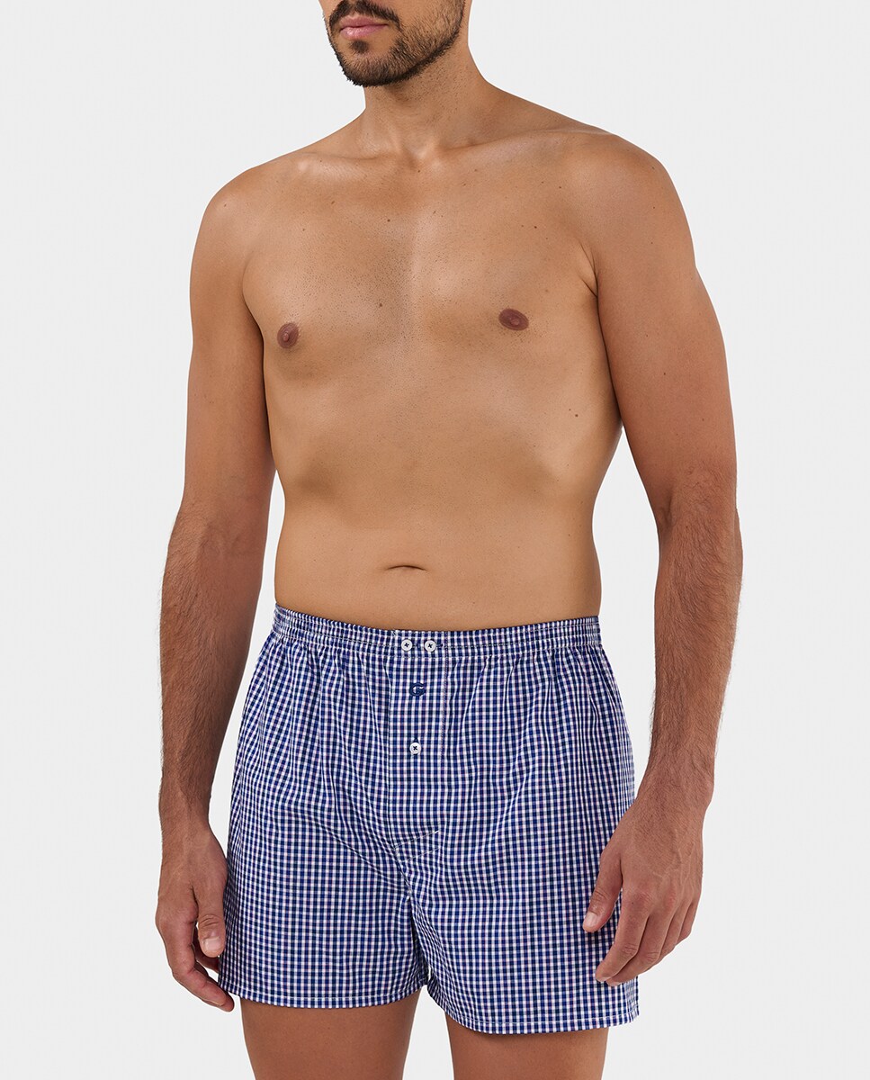 Boxers em Tecido com Costura Americana Azul-2