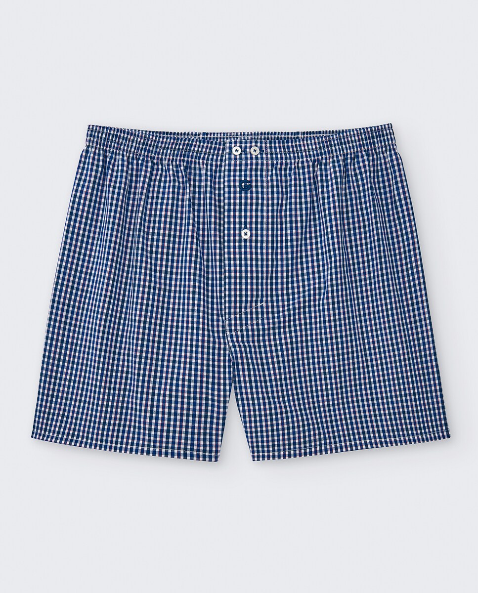 Boxers em Tecido com Costura Americana Azul-6