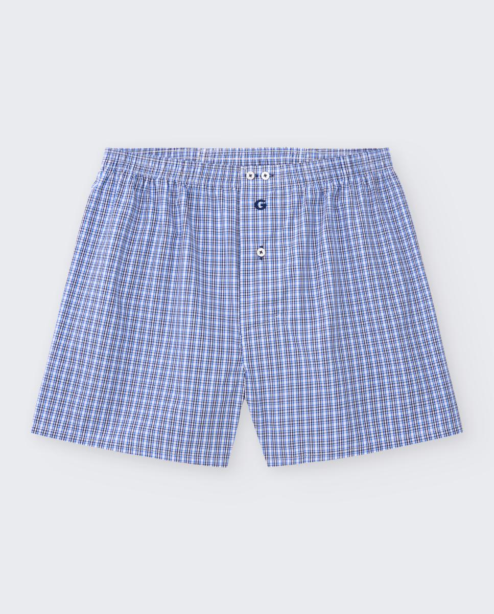Boxers de Tecido com Costura Americana Azul-3