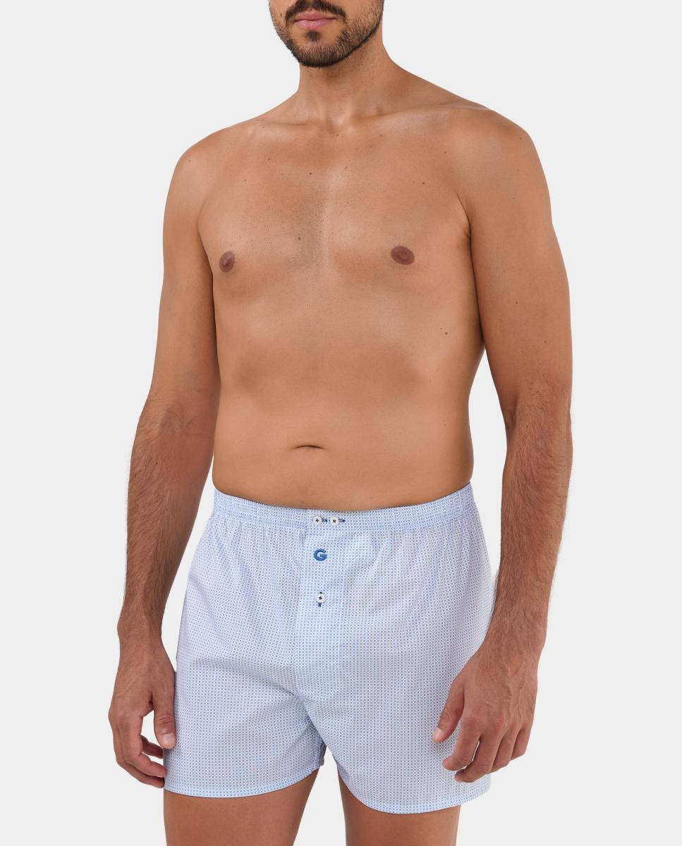 Boxers de Tecido com Costura Americana Celeste-2
