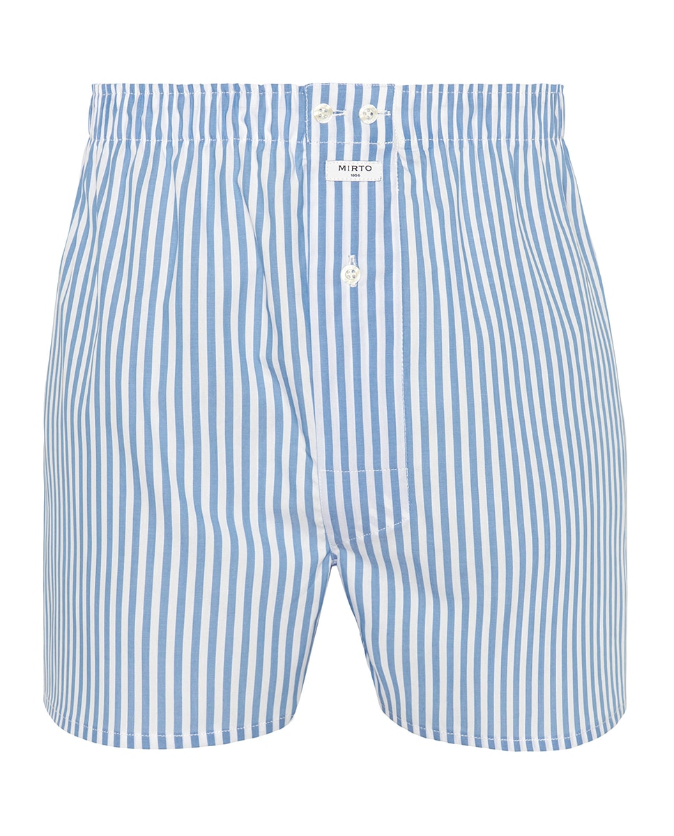 Boxers de Algodão às Riscas Azul-claro-4