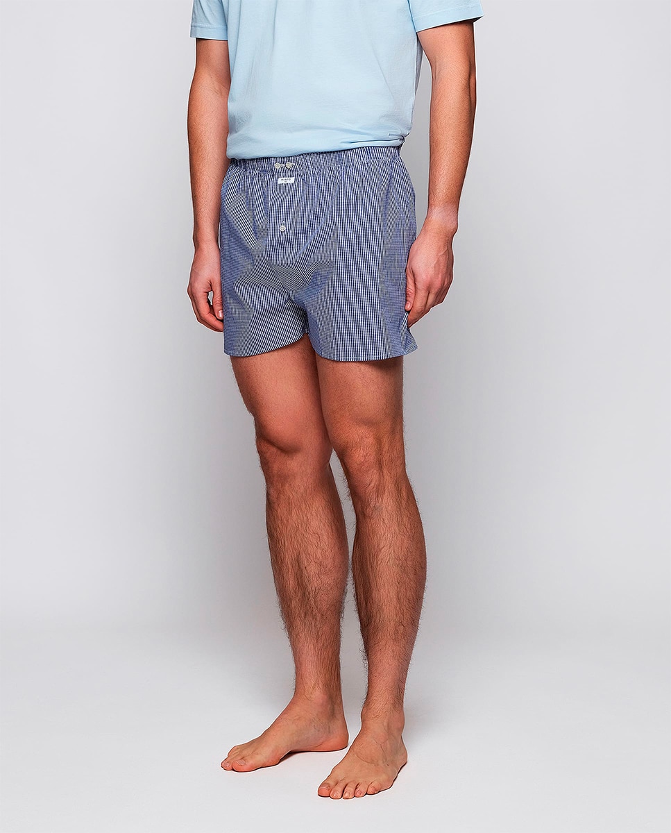Boxers de Algodão aos Micro Quadrados Azul-marinho-2