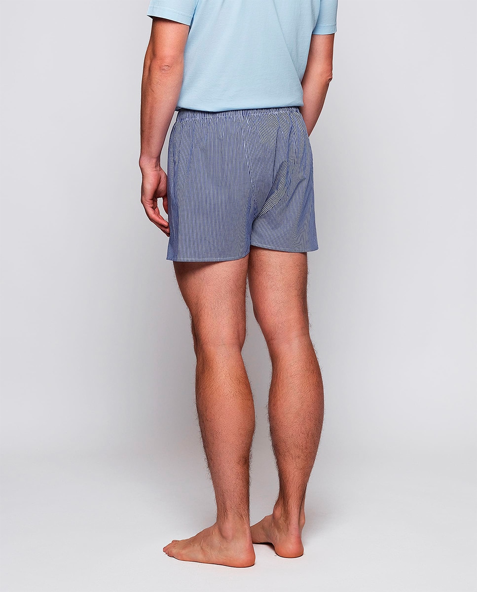 Boxers de Algodão aos Micro Quadrados Azul-marinho-3