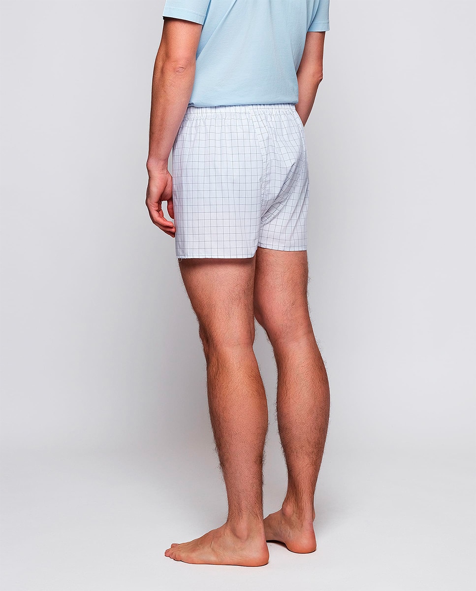 Boxers de Algodão aos Quadrados Azul-marinho-3
